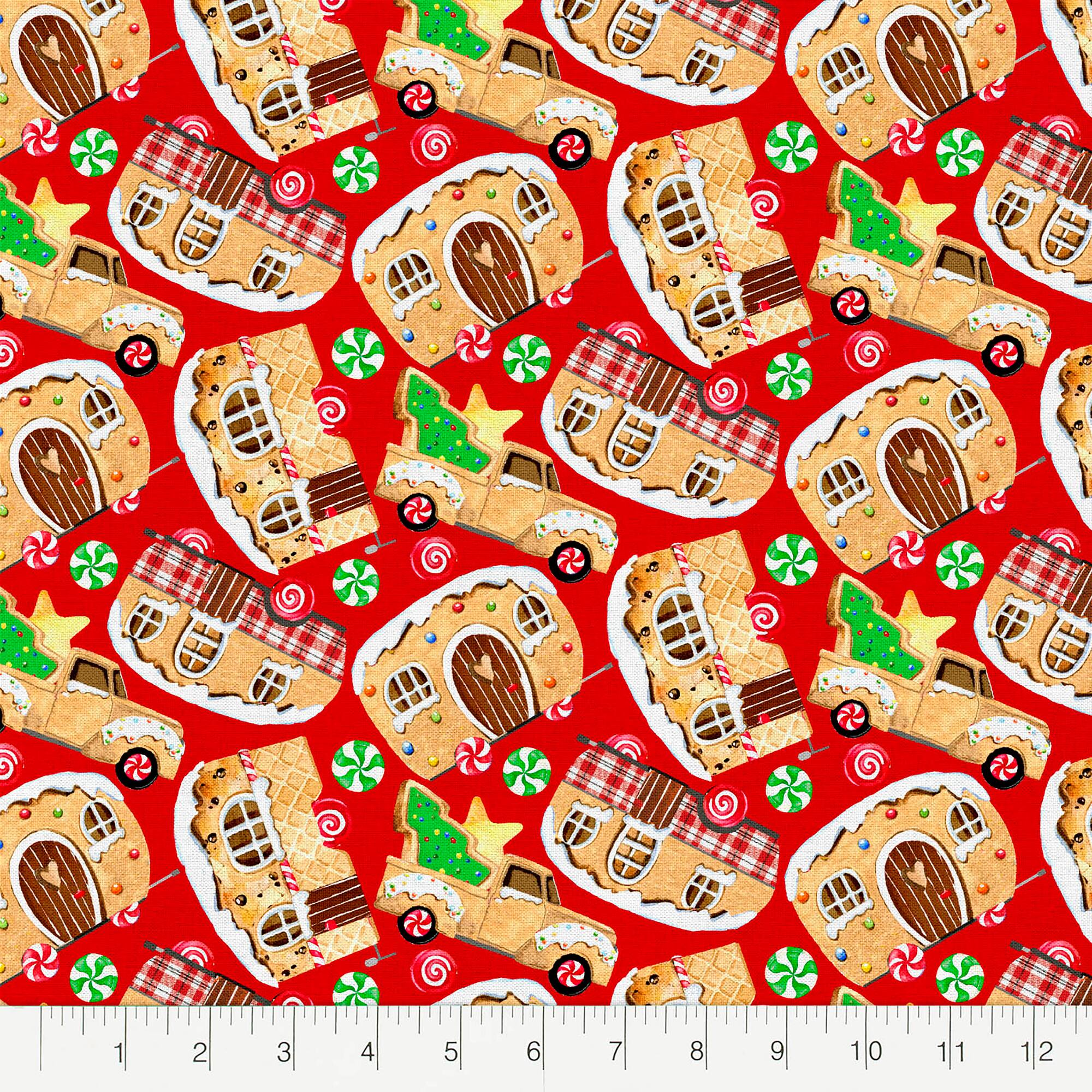 Fabric Editions Gingerbread Toss Cotton Fabric